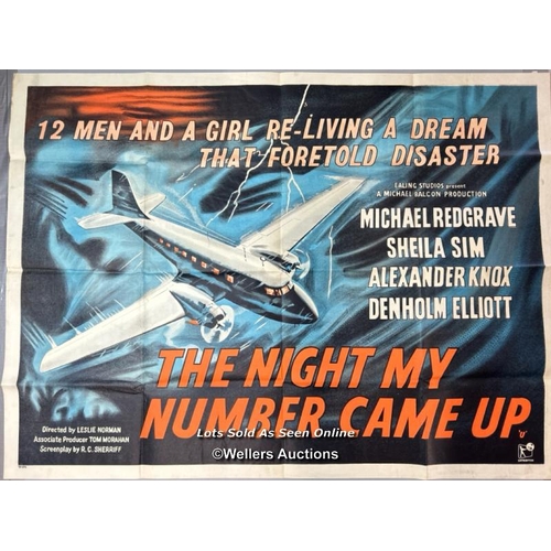 282 - The Night My Number Came Up (1955) starring Michael Redgrave and Denholm Elliott, UK Quad film poste... 