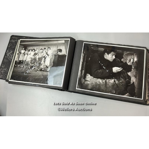 290 - An album containing approximately 125 original black and white production photographs, portraits, an... 