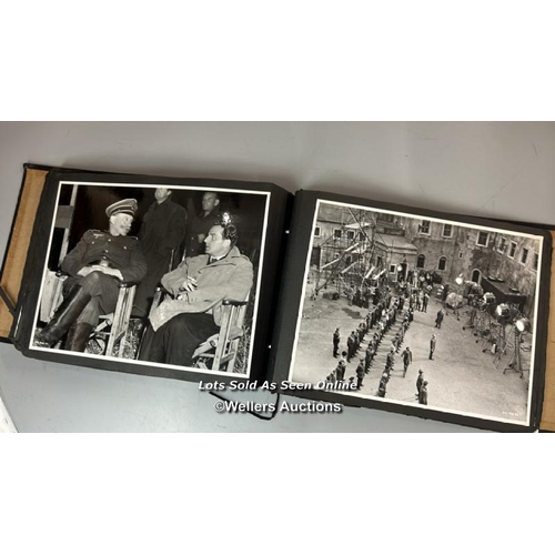 292 - An album containing approximately 124 original black and white production photographs, portraits, an... 