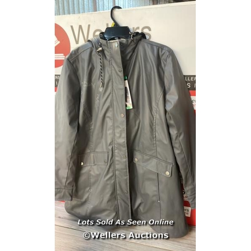 4468 - LADIES NEW WEATHERPROOF GREY RAIN COAT / XL / MINOR WIPEABLE MARKS / S