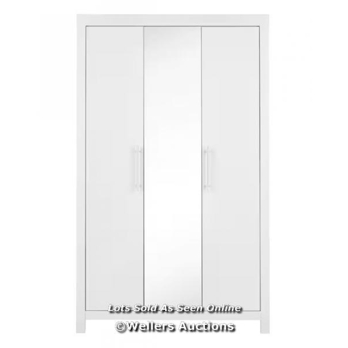 8052 - RRP: �299 - DAKOTA 3 DOOR MIRRORED WARDROBE (WHITE) / APPEARS NEW, SEE IMAGES / COMES IN THREE BOXES... 