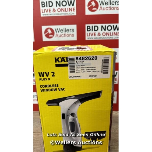 8128 - KäRCHER WINDOW VAC WV 2 PLUS N, BATTERY RUNNING TIME: 35 MIN, LED DISPLAY FOR BATTERY STATUS, 2 SUCT... 