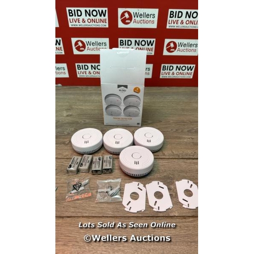 8145 - ELRO FS1801 SMOKE DETECTOR COMPLIES WITH EUROPEAN STANDARD EN14604-4 PIECES, PACK OF 4, WHITE / MINI... 