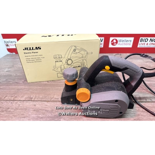 8170 - ELECTRIC HAND PLANER, JELLAS 16000RPM PLANER, WITH 2 REVERSIBLE HSS BLADES, 2MM ADJUSTABLE CUT DEPTH... 