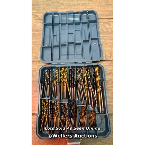 8309 - HI-SPEC 130PC MIXED MULTI DRILL BIT SET. 1 TO 10MM HSS TITANIUM COATED, MASONRY & BRAD POINT STEEL B... 