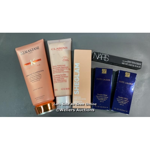 9516 - BAG OF PRE OWNED COSMETICS INC. ESTEE LAUDER DOUBLE WEAR, SHE GLAM BODY HIGHLIGHTER, NARS CONCEALER,... 