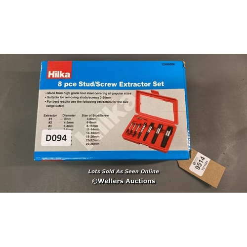 9514 - BOX OF TOOLS RILKA 8PCE STUD/SCREW EXTRACTOR SET - BRAND NEW