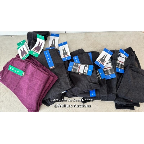 6054 - 12X PAIRS OF LADIES NEW KIRKLAND SIGNATURE BRUSHED LEGGINGS WITH 4 WAY STRETCH / X9 L & X3 XL / H66