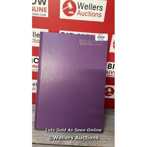 6554 - 2024-2025 A4 WEEK TO VIEW DIARY ACADEMIC CASE-BINDING WEEK TO VIEW ON TWO PAGES (PURPLE) / APPEARS T... 