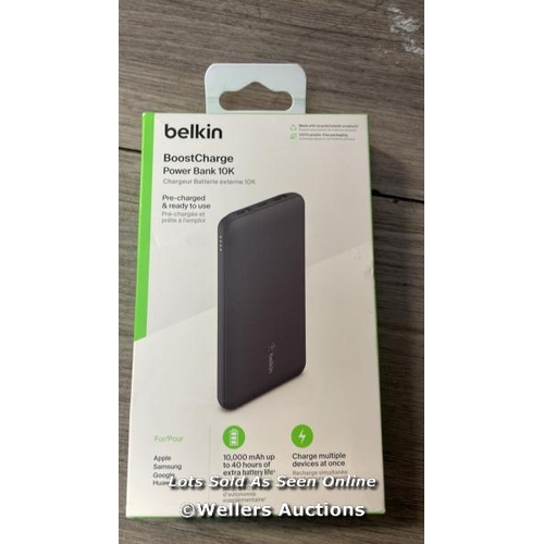 6555 - BELKIN 10000MAH PORTABLE POWER BANK, 10K USB-C PORTABLE CHARGER WITH 1 USB-C PORT AND 2 USB-A PORTS,... 