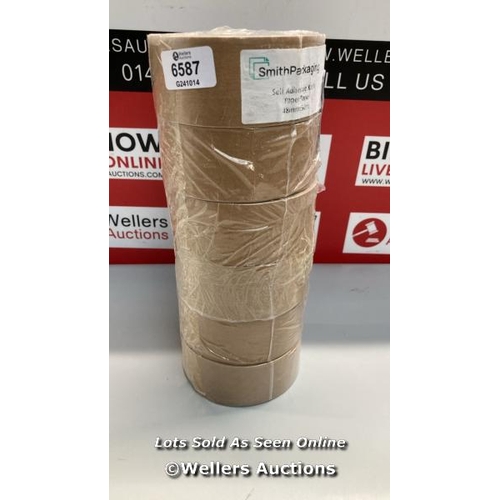 6587 - SMITHPACKAGING BROWN KRAFT PAPER TAPE 48MM X 50M RECYCLABLE PARCEL TAPE PACK OF 6 ROLLS / APPEARS TO... 