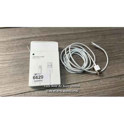 6620 - APPLE LIGHTNING TO USB CABLE (2 M) / APPEARS TO BE IN GOOD CONDITION / SEE ALL IMAGES TO ASSIST / H1... 