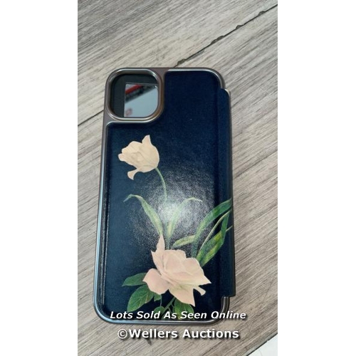 6638 - TED BAKER MIRROR FOLIO CASE FOR IPHONE 14 PLUS - ELDERFLOWER / APPEARS TO BE IN GOOD CONDITION / SEE... 