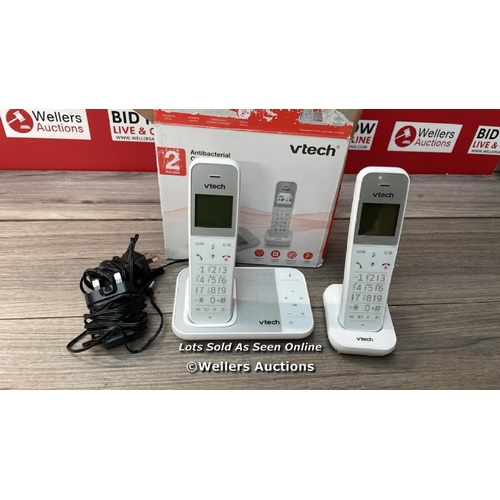 6654 - VTECH XS1051 DECT CORDLESS PHONE WITH ANSWERING MACHINE, 2 HANDSETS, LANDLINE HOUSE PHONE, ANTIBACTE... 