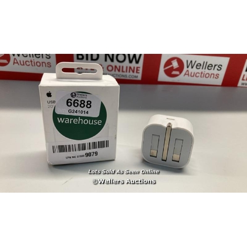 6688 - APPLE 20W USB-C POWER ADAPTER (2024) / APPEARS TO BE IN GOOD CONDITION / SEE ALL IMAGES TO ASSIST / ... 