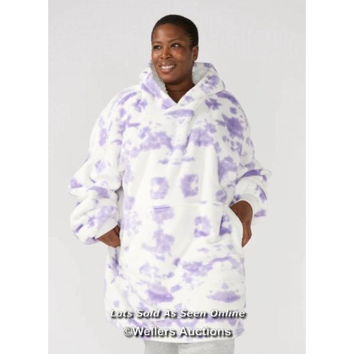 6208 - KUDD.LY HOODED TEDDY FLEECE SHERPA BLANKET - TIE DYE - NEW - G100