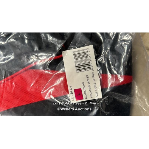 6230 - KIDS NEW AKAO RAIN JACKET - BLACK AND RED / L / B21