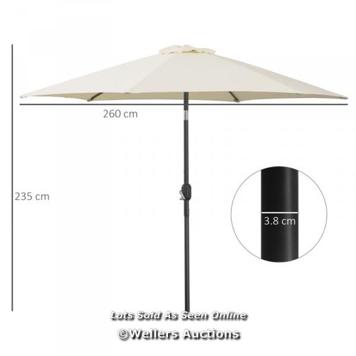 47 - RRP: 89.99 - OUTSUNNY2.6M GARDEN PARASOL UMBRELLA WITH TILT AND CRANK, OUTDOOR SUN PARASOL SUNSHADE ... 