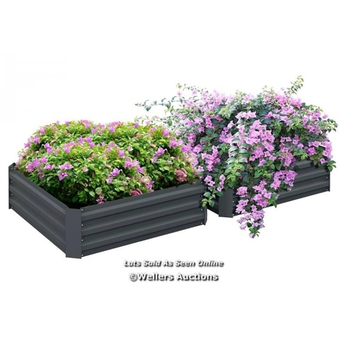 51 - RRP: 39.99 - OUTSUNNY SET OF 2 291L RAISED GARDEN BED, ELEVATED PLANTER BOX WITH GALVANISED STEEL FR... 