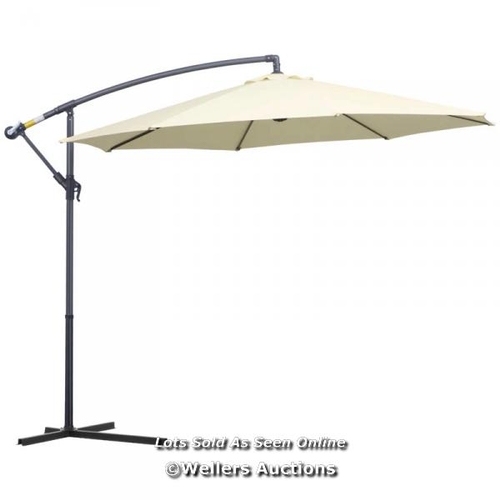 54 - RRP: 119.99 - OUTSUNNY 3 M PARASOL GARDEN SUN UMBRELLA BANANA HANGING RATTAN SET UMBRELLA CANTILEVER... 