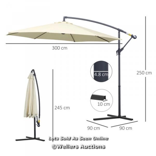 54 - RRP: 119.99 - OUTSUNNY 3 M PARASOL GARDEN SUN UMBRELLA BANANA HANGING RATTAN SET UMBRELLA CANTILEVER... 