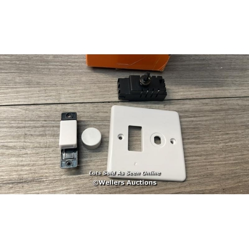 4043 - LIEBER SILK WHITE DIMMER AND ROCKER WALL LIGHT SWITCH COMBO (2 GANG, 2 WAY SWITCH & TRAILING DIMMER)... 