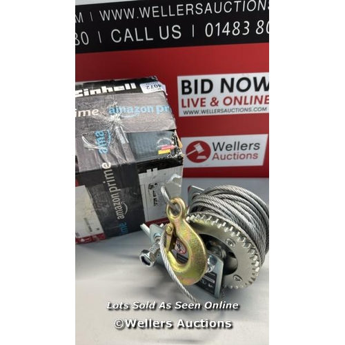 4072 - EINHELL MANUAL CABLE WINCH TC-WI 500 (MAX. BEARING FORCE 500 KG, 10 M WIRE CABLE, RETURN LOCK, NON-S... 