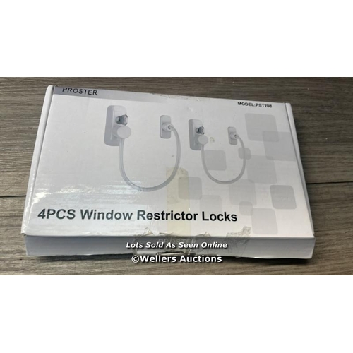 4088 - PROSTER WINDOW RESTRICTOR LOCKS 4 PACKS SECURITY WINDOW CABLE RESTRICTOR LOCK FOR SAFETY WINDOW LOCK... 