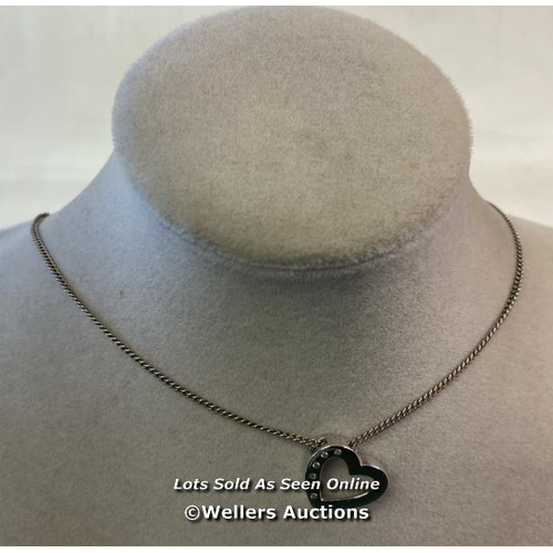 9582 - BAG OF SILVER X4 INC. NECKLACE WITH HEART PINGENT, RED FLOWER EARRINGS, EARRINGS, RING WITH STONE