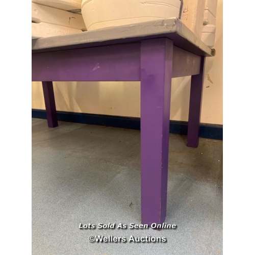 2010 - Wooden table, not including contents, 50cm h x 123cm w x 78cm d / Scotch Horn Leisure Centre, Nailse... 