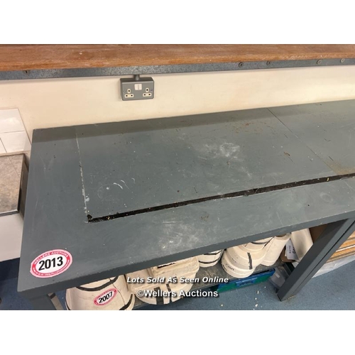 2013 - Two tier metal workbench, not including contents, 85cm h x 120cm w x 75cm d / Scotch Horn Leisure Ce... 