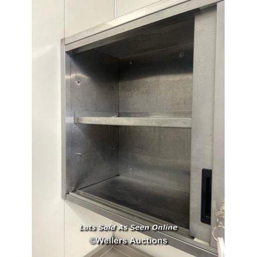 2034 - Moffat wall mounted two door stainless steel lockable storage cupboards, with key, 60cm h x 110.5cm ... 