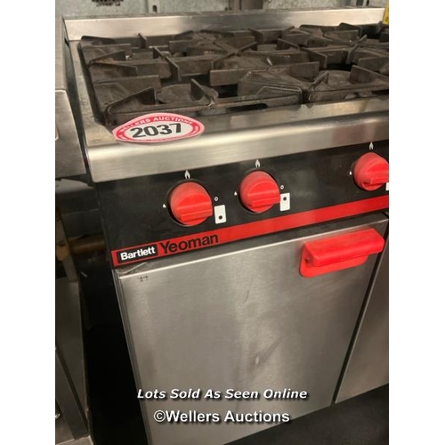 2037 - Bartlett Yeoman F30G/911 6 burner gas range oven, serial no: WA3157/10, 95cm h x 90cm w x 73cm d / C... 