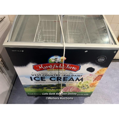 2067 - Tefcold IC200 ice cream fridge, locked without key, 96cm h x 72cm w x 63cm d / Castlewood, Tickenham... 