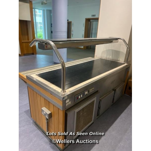 2068 - Refrigerated canteen serving station with overhead gantry light, electric, 136cm h x 190cm w x 107cm... 