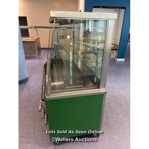 2071 - Moffat refrigerated display unit with x2 internal shelves and display lights, electric, damaged whee... 