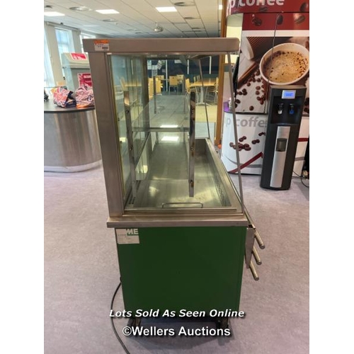 2071 - Moffat refrigerated display unit with x2 internal shelves and display lights, electric, damaged whee... 