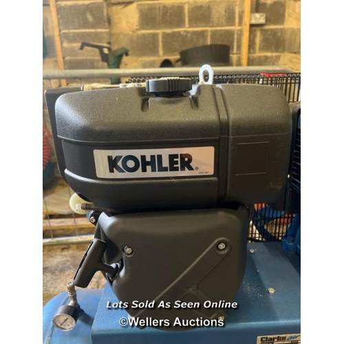 2081 - NEW Clarke SD26K150 Stationary Air Compressor, powered by Kohler KD15-350E530 diesel engine, manuals... 