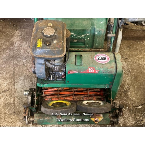 2086 - Ransomes Super-Certes push mower with grass catcher, powered by Kubota GS130 petrol engine, both whe... 