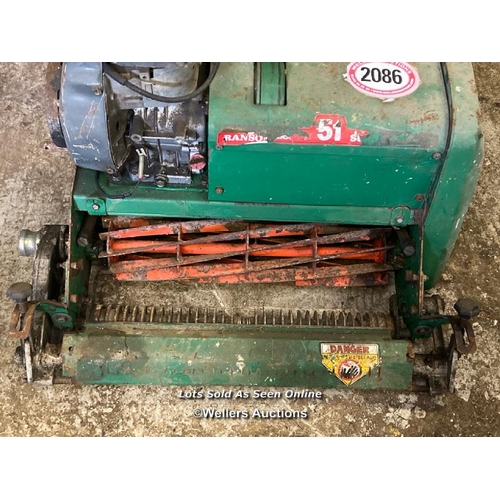 2086 - Ransomes Super-Certes push mower with grass catcher, powered by Kubota GS130 petrol engine, both whe... 