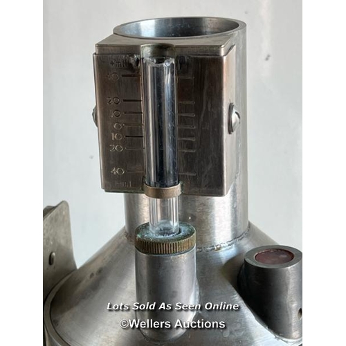 2145 - Two litre stainless steel petrol measure for County of Avon, in metal carry case, 32cm h x 20cm w x ... 