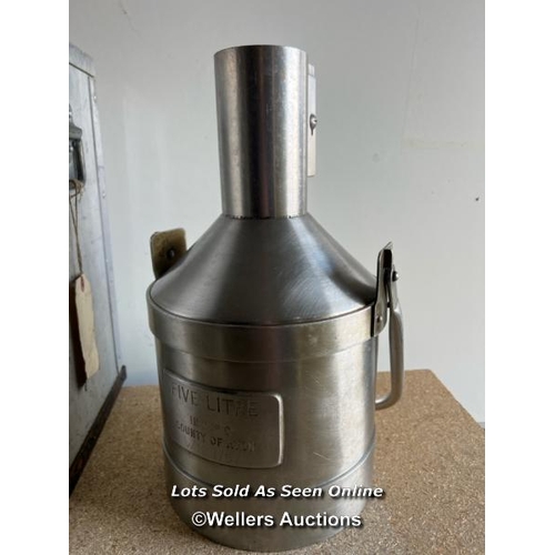 2146 - Five litre stainless steel petrol measure for County of Avon, in metal carry case, 39cm h x 26cm w x... 