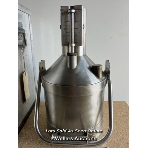 2146 - Five litre stainless steel petrol measure for County of Avon, in metal carry case, 39cm h x 26cm w x... 