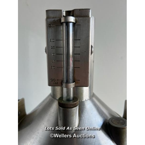 2146 - Five litre stainless steel petrol measure for County of Avon, in metal carry case, 39cm h x 26cm w x... 