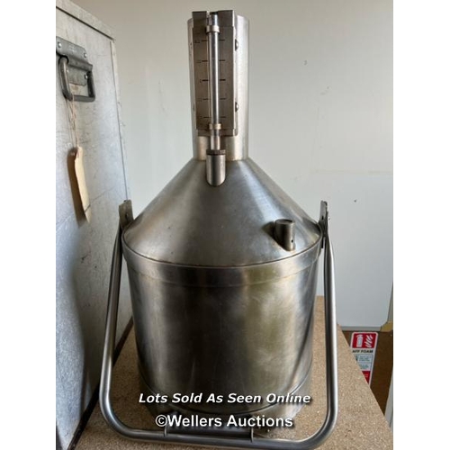 2148 - Twenty litre stainless steel petrol measure for County of Avon, in metal carry case, 60cm h x 37cm w... 