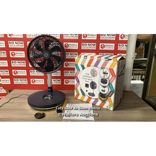 6064 - NSA ULTIMATE FOLDING FAN WITH REMOTE CONTROL, FFDC-24RC / POWERS UP / MINIMAL SIGNS OF USE / D12