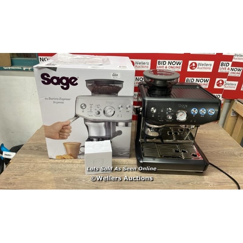 6084 - SAGE THE BARISTA EXPRESS IMPRESS BEAN TO CUP COFFEE MACHINE IN BLACK STAINLESS STEEL (SES876BST4GUK1... 