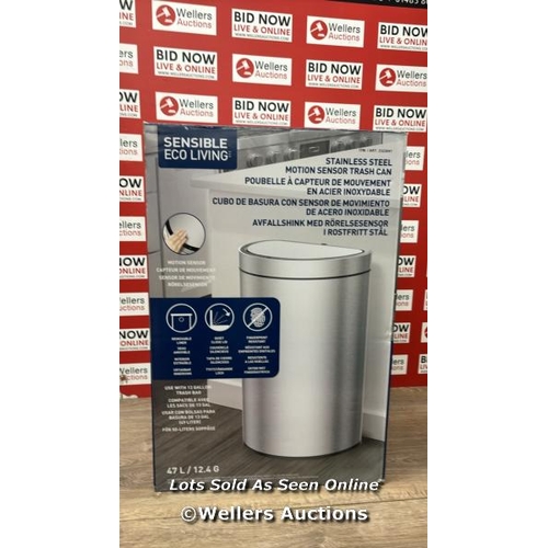 6686 - EKO STAINLESS STEEL SEMI-ROUND MOTION SENSOR BIN - 47L / MINIMAL IF ANY SIGNS OF USE / P1