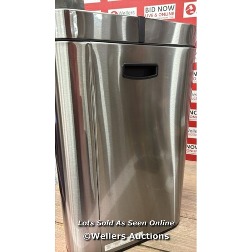 6686 - EKO STAINLESS STEEL SEMI-ROUND MOTION SENSOR BIN - 47L / MINIMAL IF ANY SIGNS OF USE / P1