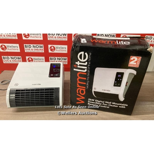 7086 - WARMLITE WL44015 DIGITAL 2 KW WALL MOUNTED DOWN FLOW HEATER WITH REMOTE CONTROL AND TURBO FAN, WHITE... 